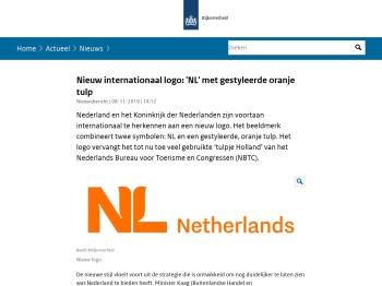 Nieuw internationaal logo: 'NL' met gestyleerde oranje tulp ...